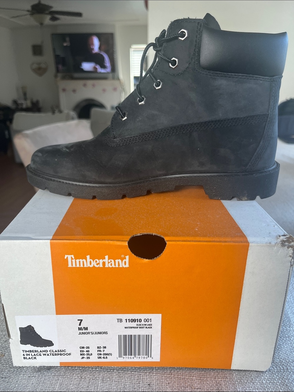 Timberland Black Nubuck Lace-Up Work Boot